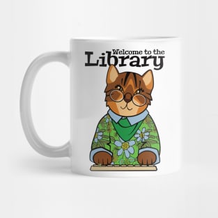 Welcome to the Library Brown Cat Mug